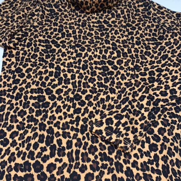 Talbots Turtleneck Leopard Print cotton spandex brown black Petite Size S - Picture 2 of 6